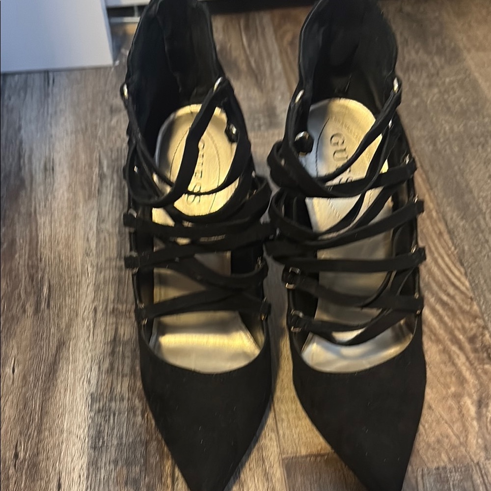 Guess Black Strappy Heels with Medium Heel